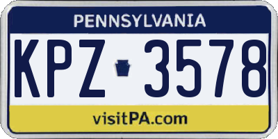 PA license plate KPZ3578