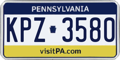 PA license plate KPZ3580