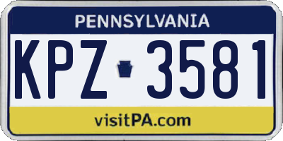 PA license plate KPZ3581