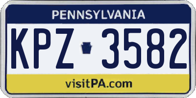 PA license plate KPZ3582