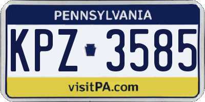 PA license plate KPZ3585