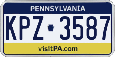 PA license plate KPZ3587
