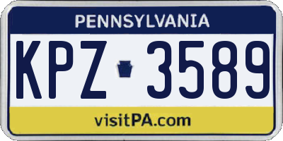 PA license plate KPZ3589