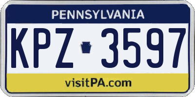PA license plate KPZ3597