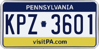 PA license plate KPZ3601