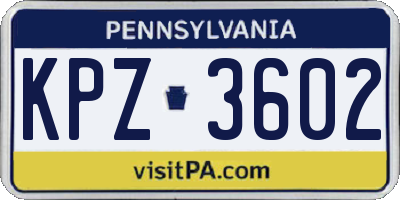 PA license plate KPZ3602