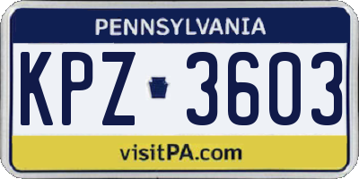 PA license plate KPZ3603