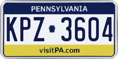 PA license plate KPZ3604