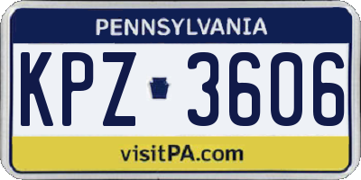 PA license plate KPZ3606