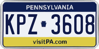 PA license plate KPZ3608