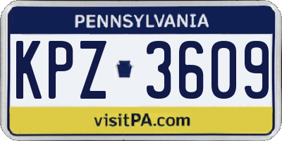 PA license plate KPZ3609