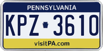 PA license plate KPZ3610