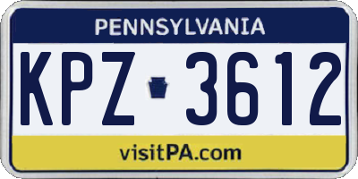 PA license plate KPZ3612