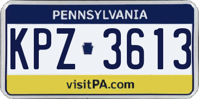 PA license plate KPZ3613