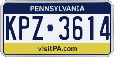 PA license plate KPZ3614