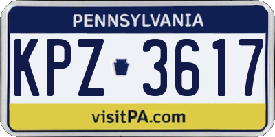PA license plate KPZ3617