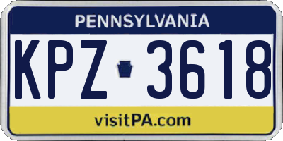 PA license plate KPZ3618