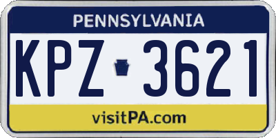 PA license plate KPZ3621