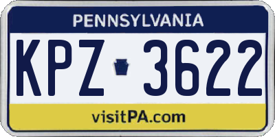PA license plate KPZ3622