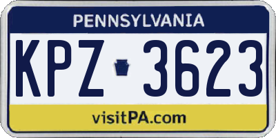 PA license plate KPZ3623