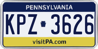 PA license plate KPZ3626
