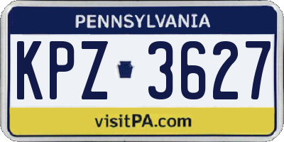 PA license plate KPZ3627