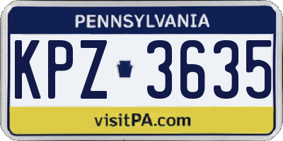 PA license plate KPZ3635