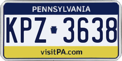 PA license plate KPZ3638