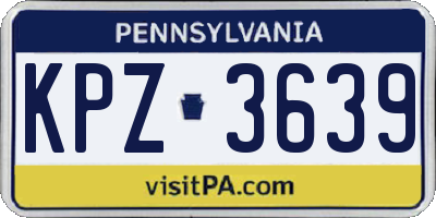 PA license plate KPZ3639