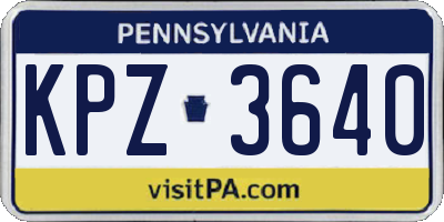 PA license plate KPZ3640