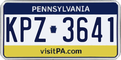 PA license plate KPZ3641