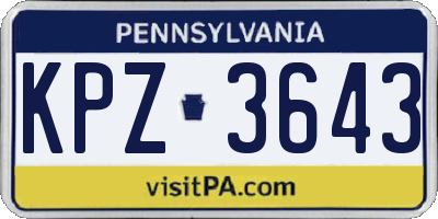 PA license plate KPZ3643