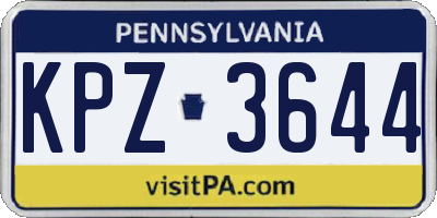 PA license plate KPZ3644
