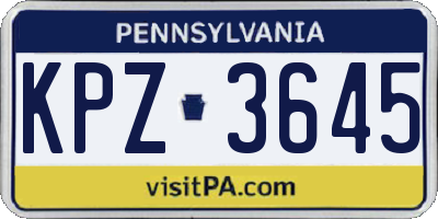 PA license plate KPZ3645