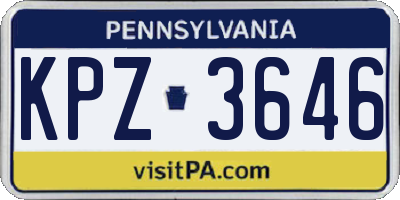 PA license plate KPZ3646