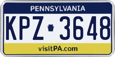 PA license plate KPZ3648