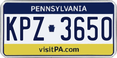 PA license plate KPZ3650