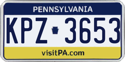 PA license plate KPZ3653