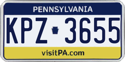 PA license plate KPZ3655