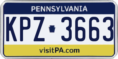 PA license plate KPZ3663