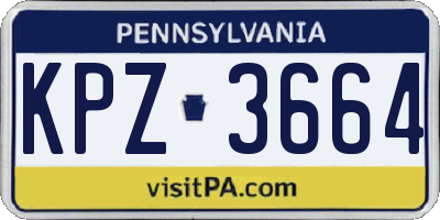 PA license plate KPZ3664