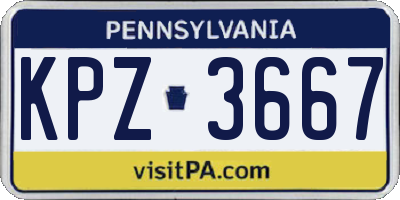 PA license plate KPZ3667