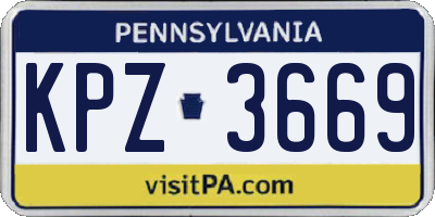 PA license plate KPZ3669