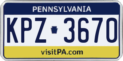 PA license plate KPZ3670