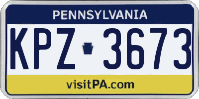 PA license plate KPZ3673