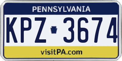 PA license plate KPZ3674