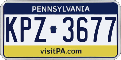 PA license plate KPZ3677