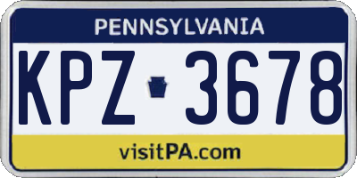 PA license plate KPZ3678