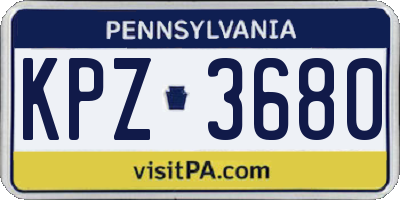 PA license plate KPZ3680