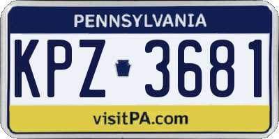 PA license plate KPZ3681